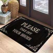 Funny Black Wood Grain Rectangular Rug,  Please Take Off Your Shoes  Floor Mat, Non-Slip Washable Carpet for Office & Entrance 40cm x 60cm