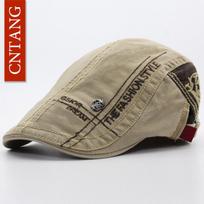 CNTANG Casual Letter Embroidery Skull Beret Cotton Visor Cap For Men Brand Fashion Hat Retro Flat Caps Button Adjustable Berets