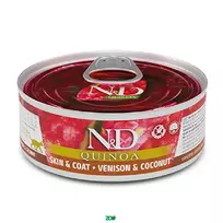 N&D Quinoa Cat Wet Venison&Coconut konservuotas dietinis pašaras alergiškoms katėms, elniena; 80g