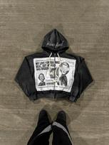 Women's Hooded Long Sleeve Zip Up Hoodie Loose Fit Dark Streetwear Patch Embroidery 3D Print Sweatshirt Top S