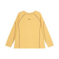 Women's Crew Neck Long Sleeve Contrast Stitch Oversized Top Casual Athletic Loose Fit Cotton T Shirt XS