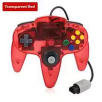 8 Colors Wired Gamepad For N64 Console Joypad Control for N64 Classic Joystick Retro Game Console Gamepad Accessories Transparent Red