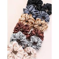 12pcs multiple mixed color outfits for women fashionable and bright satin large intestine hair rings high elasticity comfortable Size fits all