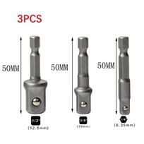 3Pcs/Set Square Head Impact Drill Socket Adapter 50mm Extension Drill Bits  Electric Tool Accessory