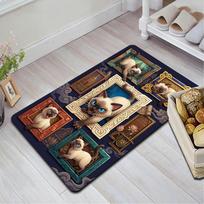 Siam Cats Frames Pattern Rug Floor Mat for Living Room or Bedroom Soft and Comfortable Carpet a Gift for Birthday and Holiday. 40x60cm( 15x23in )