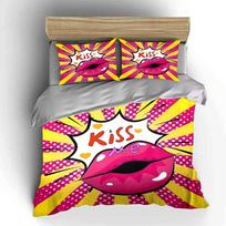 Pop Art Style Romantic Gift Set  kid's and adults' bedroom decor, Exquisite three-piece bedding set gift 135x200cm