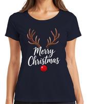 Merry Christmas Reindeer Rudolph Antlers Red Nose Xmas Unisexs Tshirt S