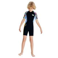 Kids 2.5mm Neoprene Wetsuit Diving Surfing Snorkeling Boys Full Body Short Sleeve Warm Water Sport Suit Small