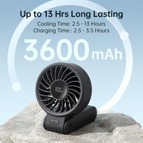 JISULIFE Portable Handheld Fan with LED Display,5 Speeds,5000mAh,150°Folded,3-IN-1 Hand/Desk/Neck Multifunction Personal Fan gray