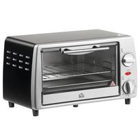 Mini Oven 10 L 750W 100-230℃ 60 Min. Timer with Baking Tray, Grill Rack and Removable Bottom Tray, Pizza Oven Silver 36.5 x 26 x 22 cm