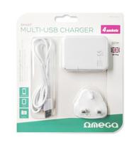 OMEGA CHARGER CHARGER 4-PORT USB 4A WHITE UK plug [42673] TE