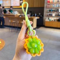 Cartoon Fruit Egg Tart Keychain Cute Mango Puff pastry pendant Food Shaped Keyring  Men Women Style 5