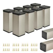 8 x Basic furniture legs | Cross-section 40x40 mm | H - 100 mm | Color: Inox + Screws included