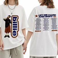 Naujas Billie Eilish 2025 m. turo marškinėlis Hit Me Hard and Soft, Oversize, medvilninis T-shirt XXL white