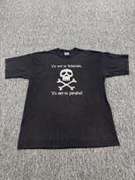 Vtg Pirate Shirt Men XL Black Graphic Skull Crossbones Heavyweight Crewneck USA Unisex T-Shirt S