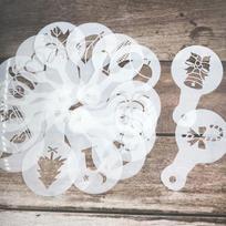 25 vnt. Kavos trafaretės Prašmatnus miltelių sietelis Kavos spausdinimo modelis Putų purškiklis Kavos piešimas 25pcs/set brown