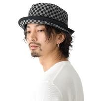 Happy Hat Checkered Pork Pie Size L Light Checked Foldable Bucket Hat Hat, 2-Way, (57cm), Gray, hat-899-04-57, Unisex, All-Season, Pattern,