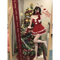Christmas Wear Atmosphere Cross New Robe Pure Desire Short Skirt Women's Sexy Red Bunny Dress M