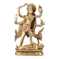 Ashtadhatu žalvarinė Maha Kali statulėlė, religinė statula, auksinė Murti žalvarinė - 4 coliai