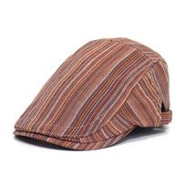 New cotton beret men's cap fashion casual versatile forward hat striped hat travel hat Adjustable
