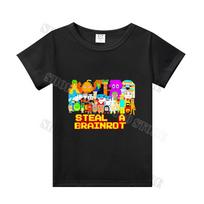 Steal A Brainrot Short Sleeve Children T-shirt 67 Six Seven Cotton Tops Tshirt Boys Girls Clothing Fashion Funny Kid Tee Shirts 110