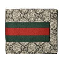 Gucci GG Supreme Double Fold Stripe Fabric Wallet Unisex wallet Brown Multicolor 779849-KHN4N-9791 Basic Set (Bag+Dust Bag)