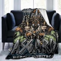 The Vikings Ancient Scandinavian Norse Runes Axes 3D Soft Throw Blanket Lightweight Flannel Warm Blanket for Bedroom Couch Sofa 100X150CM brown