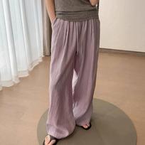 Women's High Waist Wide Leg Pants Loose Fit Linen Trousers Lazy Drape Japanese Korean Casual Summer Daily Bottoms S
