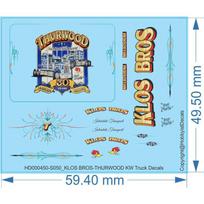 KLOS BROS - THURWOOD Interstate Transport Kenworth Truck Decals - 1/14, 1/25, 1/50 - Water Decals - Waterslide, 1/50 - Waterslide, 1/14