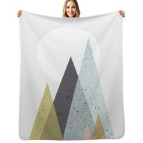 Mid-Century Scandinavian Mountains Throw Blanket Shaggy Furry Soft Blanket for Bedroom Living Room Size: 75*100cm, Weight: 230 GSM
