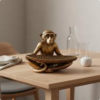 Shiny Simian Ornament Tray Nordic Monkey Jewelry Tabletop Decoration Home Decor for Dining