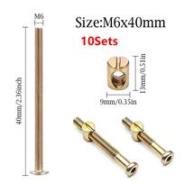 10Pcs 40-100mm M6 Furniture Bolts  for Wood Panels Kitchen Worktops DIY Projects 10pcs M6x40mm