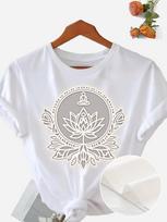 Lotus Buddha Graphic Print T-shirt XXXXL