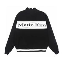 Unisex Stand Collar Long Sleeve Zip Up Knit Cardigan Letter Jacquard Striped Hem Cotton Sweater Jacket S