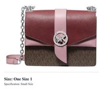 MICHAEL KORS Greenwich Canvas With Leather Crossbody Bag, Shoulder Bag Small Womens Brown Fuchsia 32H1SGRC0B-2750 One Size 1