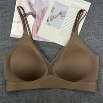 Seamless Comfort Cross Back Bra for Small Bust Fixed Cup Non-Shift Wireless Bralette with Lace Trim Multi-Way Daily Intimates for Women M/34/75