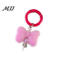 Rhinestone Pendant Charm Keychain Rhinestones Bead Decor Plush Bow Design Mobile Phone with Smooth Spring Buckle Backpack Accessory Multifunctional