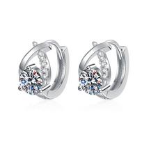 Elegant Cross Design Moissanite Stud Earrings Sterling Geometric Fashion Jewelry Women Valentines Gift 5mm Moissanite