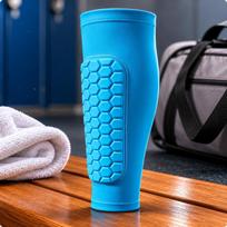 Shin Guard Sleeve Hexagonal Pattern Honeycomb Pullon Sports Protection for Football,