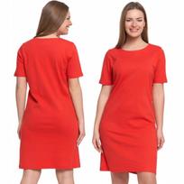 Women's Cotton Dress Short Sleeve Above Knee Comfortable MORAJ M RED