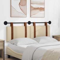 Wall Mounted Hanging Headboard in Cream 130 x 55 x 5 cm Antique PU