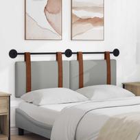 Wall Mounted Headboard Solid Cloud Grey 130 x 55 x 5 cm Antique PU