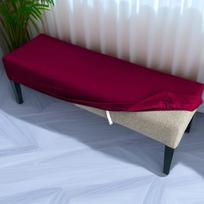 Elastic Bench Chair Cover Rectangular Shape Removable Bench Slipcover Washable Solid Color Furniture Protector Dining Room