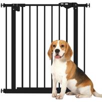Adjustable Safety Gate w/ One Extensions, Four Adjustable Screws, Black 80 x 2 x 77 cm