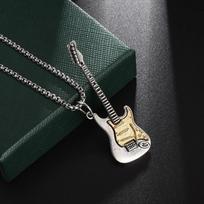 Punk Rocpunk Rock Music Guitar Necklace Men's Personality Gothic Pendant Fashion Hip Hop Rock Singer Jewelry Gift