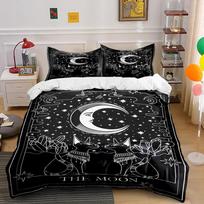 Mystical Moon and Cats Printed Bedding Set Bedding set (1 duvet cover, 2 pillowcases, duvet not included) 135x200cm