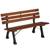 Bench for 2 People, for Garden & Patio, Cast Aluminum+Natural Wood, 120 x 57 x 70 cm, Brown 120 x 57 x 70 cm