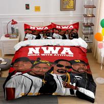 Hip-Hop Style NWA Printed Bedding Set Bedding set (1 duvet cover, 2 pillowcases, duvet not included) 135x200cm
