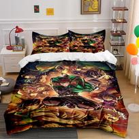 Anime Style Bedding Set with Fiery Design Bedding set (1 duvet cover, 2 pillowcases, duvet not included) 135x200cm