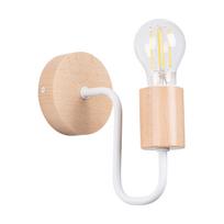 Industrial wall sconce white natural wood for living room bedroom 1xE27 15W TIMBO Sollux Lighting